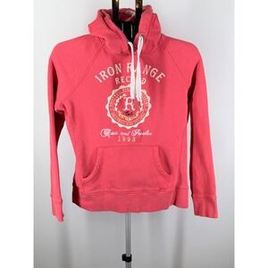 H&M LOGG Womens Pink Iron Range Record Graphic Hoodie Sweatshirt Size Medium